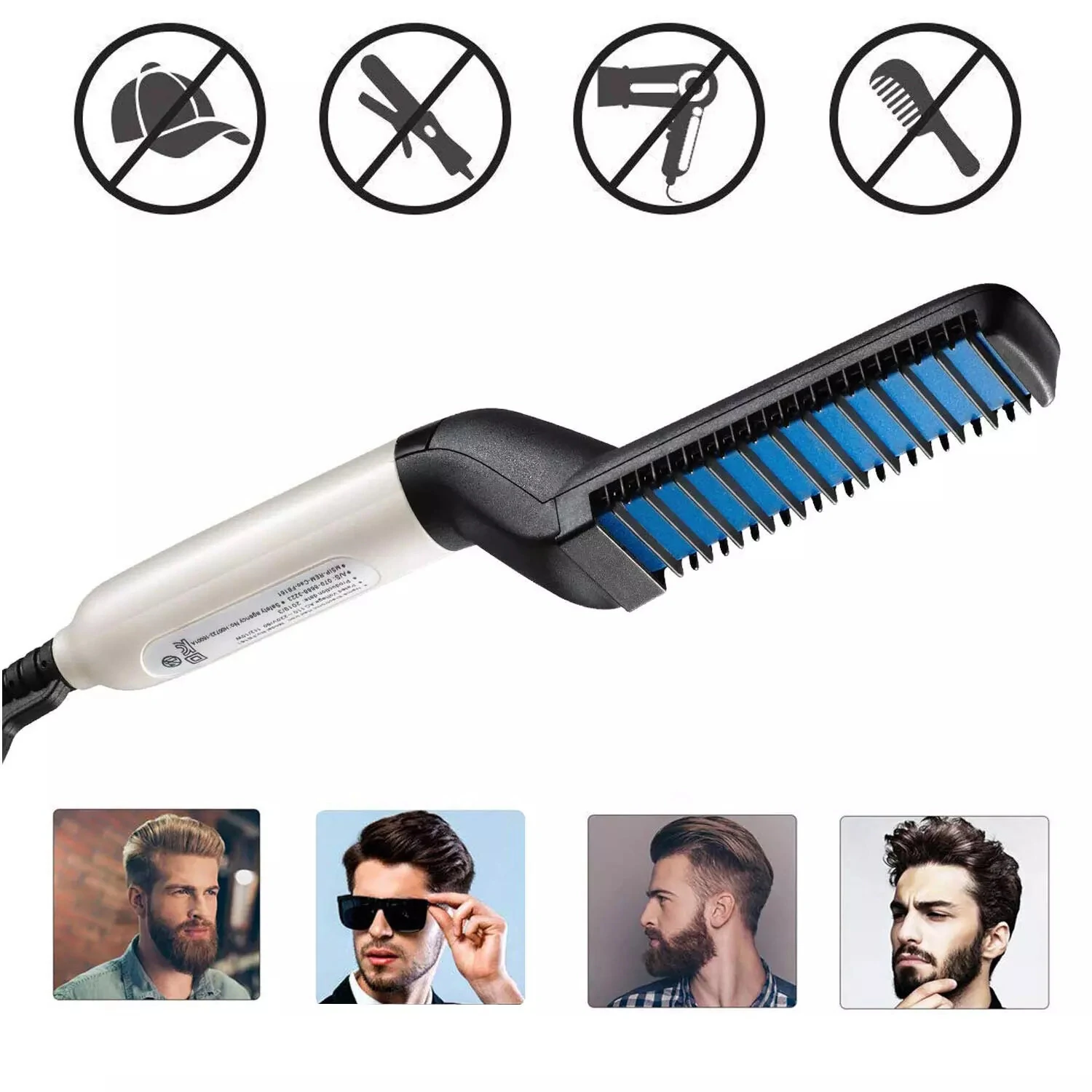 Multi-functional Electric Hair Comb Brush Beard Hair Straightener Heat Styler for Men Beard Straightening Comb Hair (image for) Multi-functional Electric Hair Comb Brush Beard Hair Straightener Heat Styler for Men Beard Straightening Comb Hair